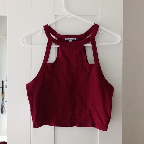 Charlotte Russe Tops - Charlotte Russe Maroon Crop Halter Top